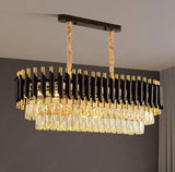 750x350 MM Gold Black Tube Stainless Steel K9 Crystal Pendant Chandelier Ceiling Lights Hanging - Warm White - Chandelier
