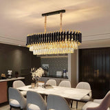 750x350 MM Gold Black Tube Stainless Steel K9 Crystal Pendant Chandelier Ceiling Lights Hanging - Warm White - Chandelier