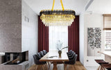 750x350 MM Gold Black Tube Stainless Steel K9 Crystal Pendant Chandelier Ceiling Lights Hanging - Warm White - Chandelier