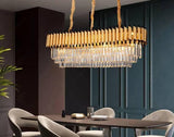 800x350 MM Gold Black Tube K9 Crystal Pendant Chandelier Ceiling Lights Hanging - Warm White - Chandelier