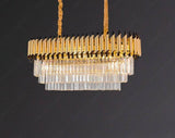 800x350 MM Gold Black Tube K9 Crystal Pendant Chandelier Ceiling Lights Hanging - Warm White - Chandelier