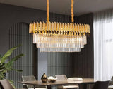 800x350 MM Gold Black Tube K9 Crystal Pendant Chandelier Ceiling Lights Hanging - Warm White - Chandelier
