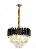 C1016 300MM Gold Black Tube Stainless Steel K9 Crystal Pendant Chandelier Ceiling Pendant Lamp - Warm White - Chandelier