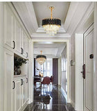 C1016 300MM Gold Black Tube Stainless Steel K9 Crystal Pendant Chandelier Ceiling Pendant Lamp - Warm White - Chandelier