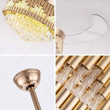 Crystal Ceiling Fan Chandelier Luxury 42 Inch Gold Retractable Light LED 3 Color Setting Control-Remote - Warm White - Chandelier
