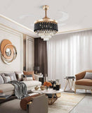 Crystal Ceiling Fan Chandelier Luxury Hiding Quiet 42 Inch Gold Retractable Ceiling Fan Light LED 3 Color Setting, Dual Control-Remote - Warm White - Chandelier