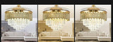 Crystal Ceiling Fan Chandelier Quiet 42 Inch Tube Gold Retractable - Warm White - Chandelier