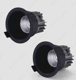 12W Led COB Trimless Round Black Downlight Ceiling Light for Modern Architectural Homes and Offices (Pack of 2) - 4000K Natural White - Commercial Lighting