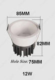 12W Led COB Trimless Round White Body Downlight Ceiling Light for Modern Architectural Homes and Offices (Pack of 2) - 3000K Warm White - Commercial Lighting