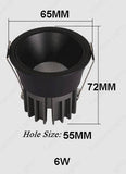 6W Led COB Trimless Round Black Downlight Ceiling Light for Modern Architectural Homes and Offices (Pack of 2) - 3000K Warm White (6W) - Commercial Lighting