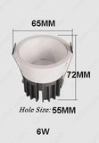 6W Led COB Trimless Round White Body Downlight Ceiling Light for Modern Architectural Homes and Offices (Pack of 2) - 3000K Warm White - Commercial Lighting