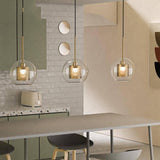 LED Round Gold Transparent Clear Glass Pendant Lamp Ceiling Light - Warm White - Pendant Lamp