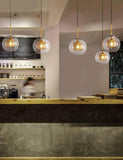 LED Round Gold Transparent Clear Glass Pendant Lamp Ceiling Light - Warm White - Pendant Lamp
