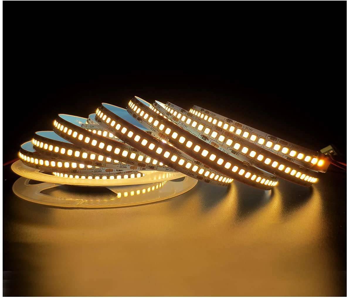 Tesfish 12V LED Strip Lights, 240 LEDs/M, Total 1200 LEDs Warm White 3000K  16.4 ft LED Light Strip 2835 IP20 LED Tape Lights Super Bright for Bedroom
