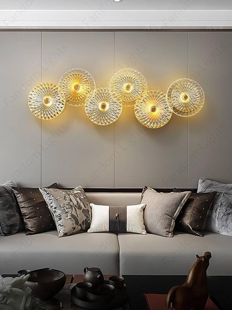 Light Modern Golden Glass LED Wall Art Lamp Warm White