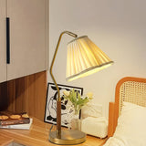 Desk Table Lamp with White Fabric Shade Gold Base for Home and Office Use - Warm White