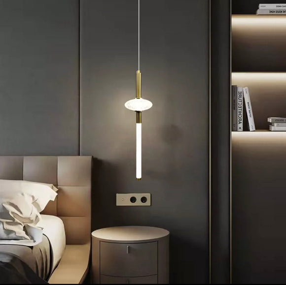 500MM Led Brass Gold Modern Pendant Light for Bedside Dining Hanging Light - Warm White
