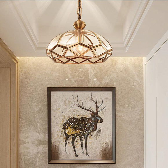 1-Light Brass Vintage Gold Glass Pendant Ceiling Light - Warm White - Ashish Electrical India
