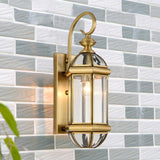 Outdoor Wall Light Fixture Brass Gold Exterior Wall Waterproof Lights Wall Mount with Glass Shade - Warm White - Ashish Electrical India
