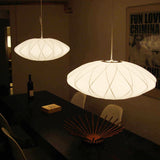 Cane Ball Light Beige Chandelier Pendant Hanging for Living Room
