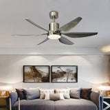 54 Inch 6 Blade Wind lamp ceiling fan remote Controlled - Matt Silver
