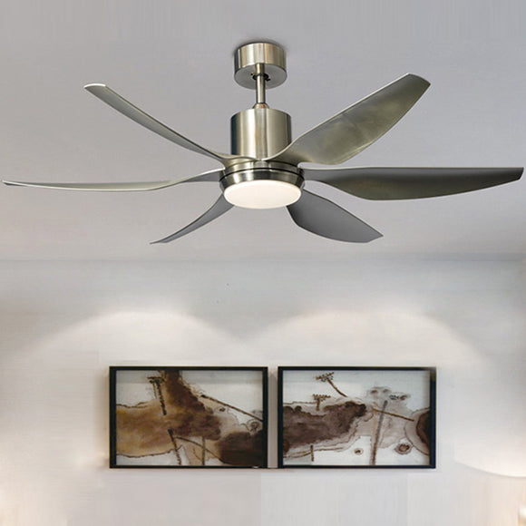 54 Inch 6 Blade Wind lamp ceiling fan remote Controlled - Matt Silver