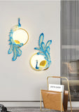 Peacock Wall Lamp Art LED Creative Wall Lamp Bedroom Bedside Lamp - Warm White Set Of 2