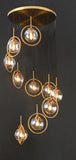 10 LIGHT LED Amber GLASS DOUBLE HEIGHT STAIR CHANDELIER - WARM WHITE