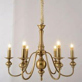 6 Light Brass Italian Chandelier Light for Dining Hall - Warm White