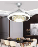 CITRA Invisible Brown Crystal Ceiling Fan Chandelier Remote Control 4 Retractable ABS Blades - Warm White
