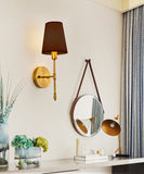 Wall Light 400 MM Long Wall Sconce Light Fixture - Brushed Brass with Brown Fabric Shade