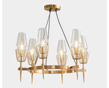 6 Light Electroplated Metal Gold Amber Tint Glass Chandelier Light - Warm White - Ashish Electrical India