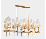 10 Light Brass Gold Metal Amber Glass Chandelier Ceiling Lights Hanging - Warm White - Ashish Electrical India