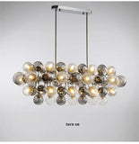 Silver Metal Smokey Clear Glass Chandelier Ceiling Lights Hanging - Warm White
