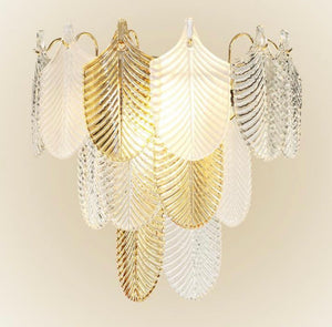 Glass Crystal Gold Metal Wall Light for Dining Living Room - Warm White