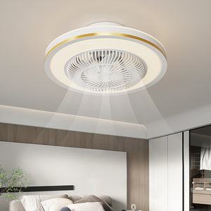 500 MM Round Gold Mesh Ceiling Light with Fan LED Chandelier - Warm White