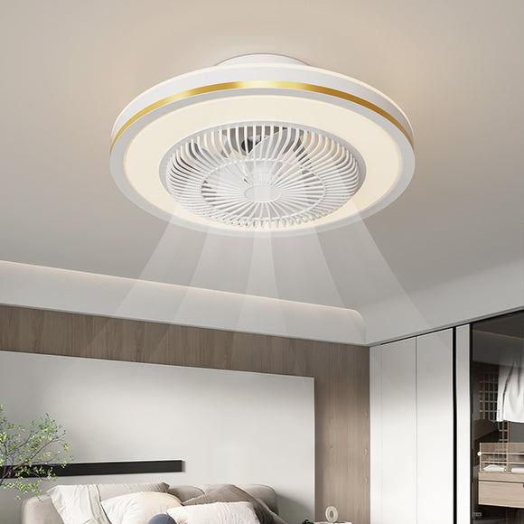 500 MM Round Gold Mesh Ceiling Light with Fan LED Chandelier - Warm White