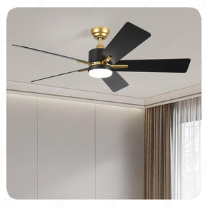 52 Inch 5 Blade Wind lamp ceiling fan remote Controlled - Black Gold