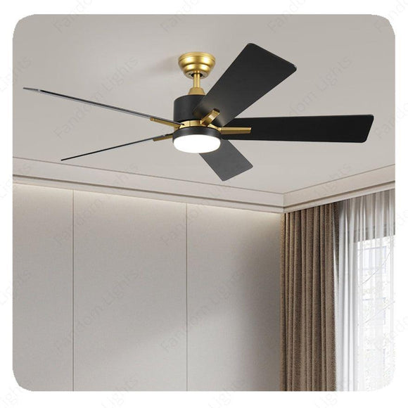 52 Inch 5 Blade Wind lamp ceiling fan remote Controlled - Black Gold