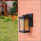 Black Modern Outdoor Wall Light Fixture Wall Lights with Glass Shade - Warm White