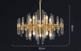 600 MM Ice Crystal Gold LED Chandelier Light for Living Room Round Dining Room - Warm White