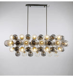 Silver Metal Smokey Clear Glass Chandelier Ceiling Lights Hanging - Warm White