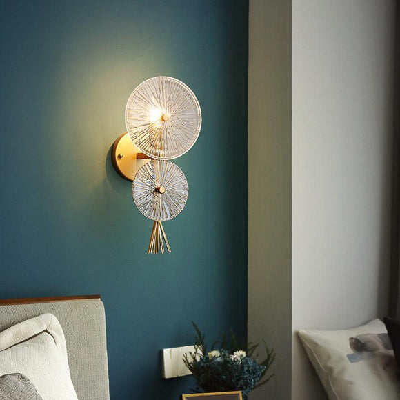 Modern Golden 2 Glass LED Wall Art Lamp - Warm White - Ashish Electrical India