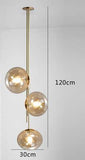 3 LIGHT LED GOLD Amber BALL PENDANT LAMP CEILING LIGHT FOR HOME AND OFFICE - WARM WHITE
