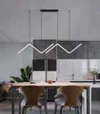 Black Body Modern Linear LED Chandelier Pendant Light Hanging Suspension Lamp - Warm White