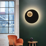 18W Moon Landscape Round Modern LED Wall Light Wall Lamp - Black