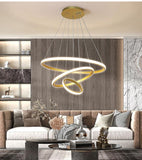 3 Ring 800MM Gold Body Modern LED Chandelier for Dining Living Room Office Hanging Suspension Fancy Lamp - Warm White