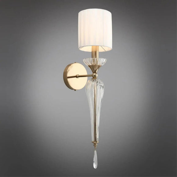Wall Light Wall Sconce Light Electroplated Brushed Brass with Fabric Shade - Warm White
