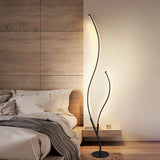 Led Modern Black Curvy Floor Standing lamp Living Room Light - Warm White