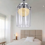 Crystal Ceiling Fan Chandelier With Upwards Retractable Blades